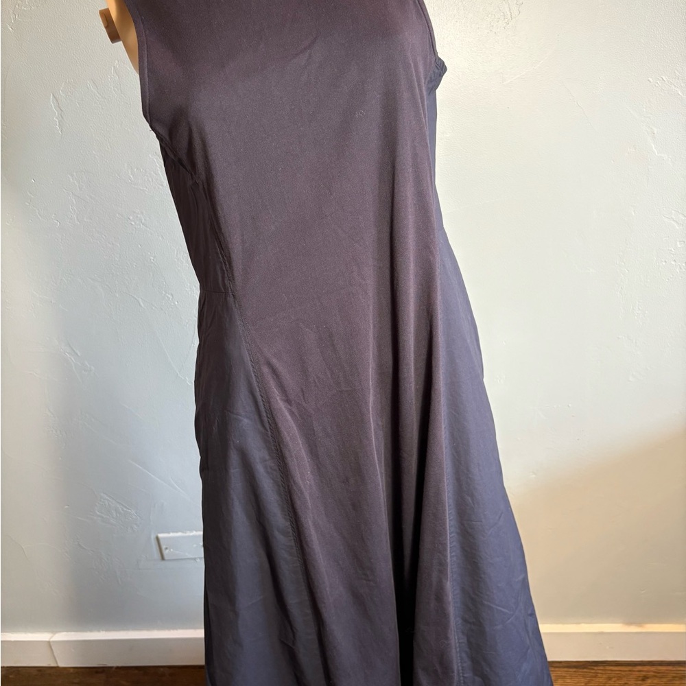 COS 100% Cotton Black and Navy Sleeveless Midi Dress Size Medium